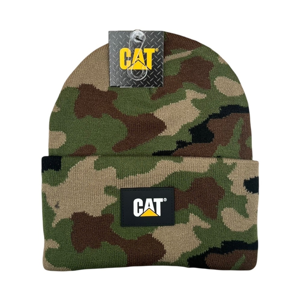 Caterpillar Men's CAT‎ Label Cuff Beanie Camo One Size Knit Hat Fold-up Cuff